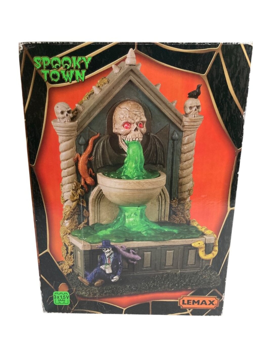 Lemax Spooky Town Halloween fountain Grime And Slime Spring Skull Halloween Deco